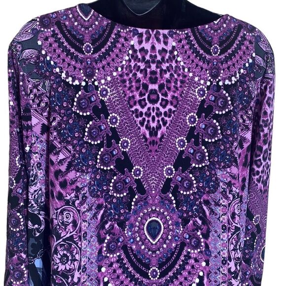 Arna York mixed media tunic plus size colorful artsy bohemian animal print top - Picture 5 of 9